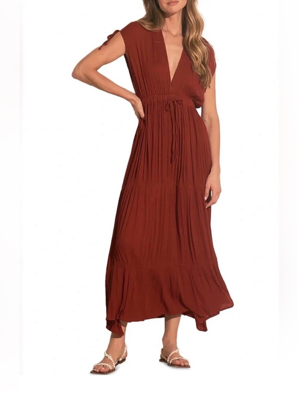 NWT Elan Deep V-Neck Cover-Up Maxi Dress